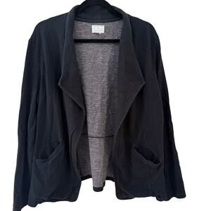 Caslon Open Front Cotton Cardigan Blazer Black Size XXL Mature Lagenlook